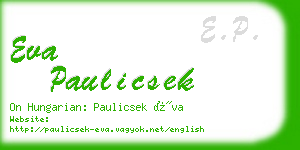 eva paulicsek business card